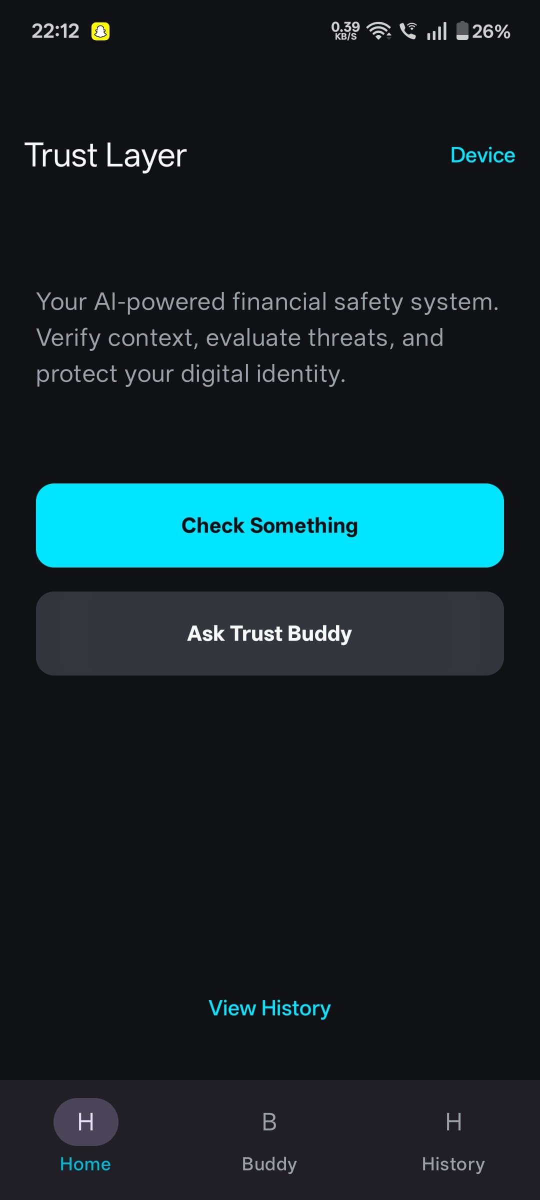 Trust Buddy mobile interface
